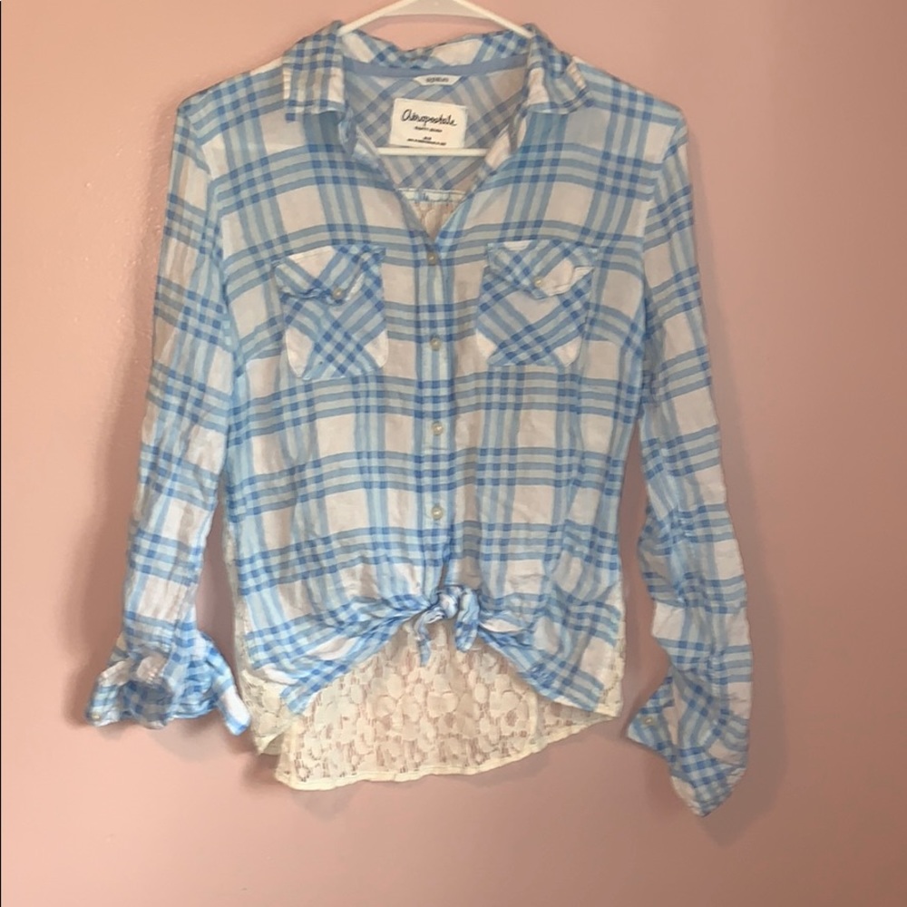 Blue and White Checkered Button Down